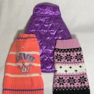 Small Dog Winter Coat Pet Knit Sweaters Clothing Lot of 3